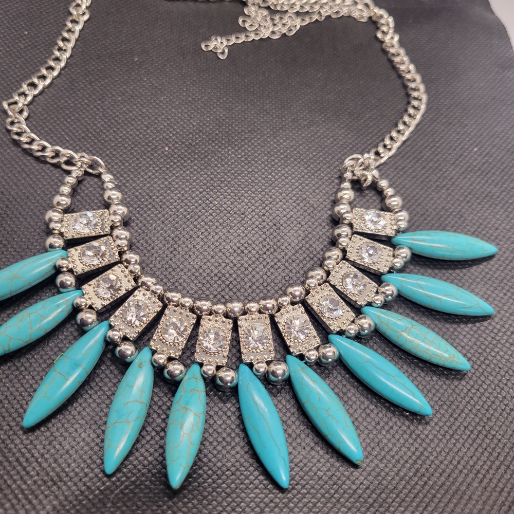 Silver and Turquoise Statement Necklace